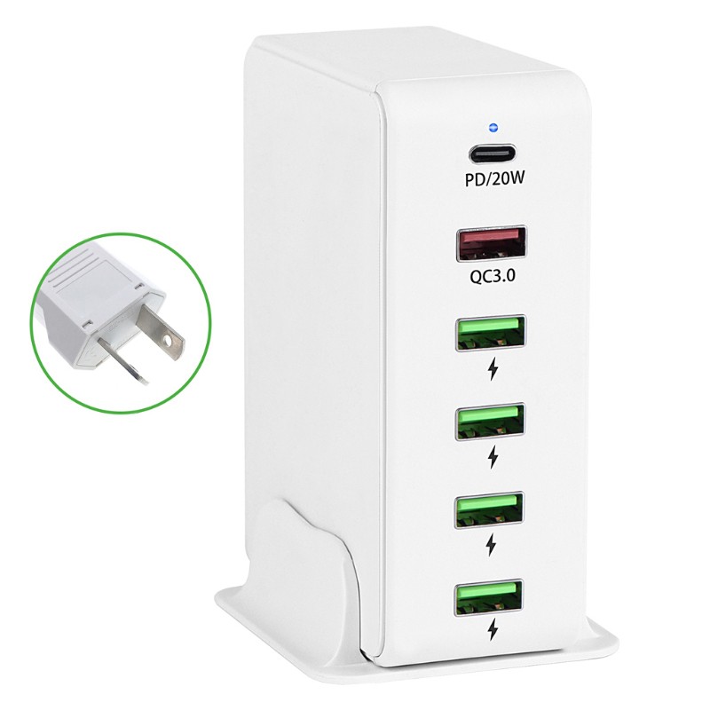 Cốc Sạc Nhanh 6 Cổng Usb 20w Type C Pd 3.0