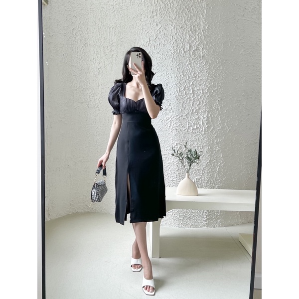 Đầm tiệc JOLIE tay bồng bo xẻ đùi (Có Bigsize)