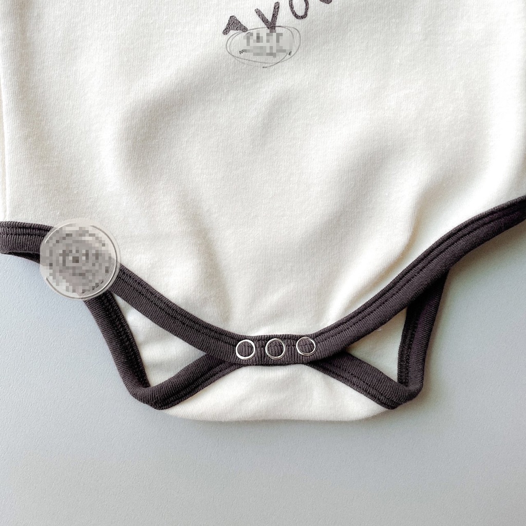 Áo Liền Quần Ngắn Tay Màu Trắng Vải Cotton Kèm Băng Đô Dễ Thương Cho Bé 0-3 Tuổi