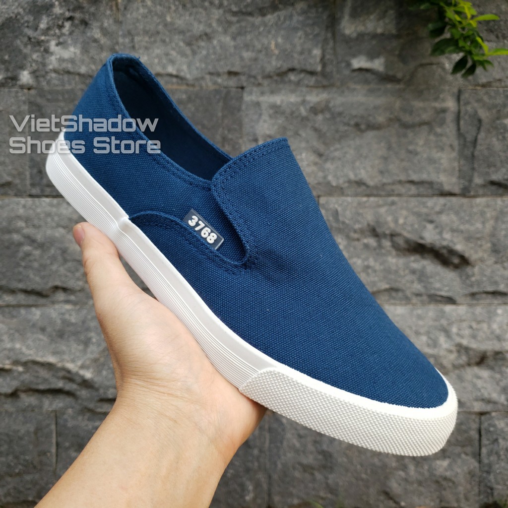 Slip on nam - Giày lười vải nam cao cấp thương hiệu 3768 - Vải thô 4 màu (đen), (khaki), (Xanh), (Đỏ) - Mã SP 616