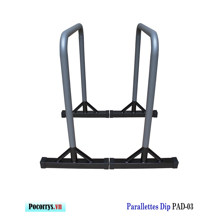 Xà kép Parallettes Dip cao 90cm, Pocorrys PAD-03, Màu ghi chân đen