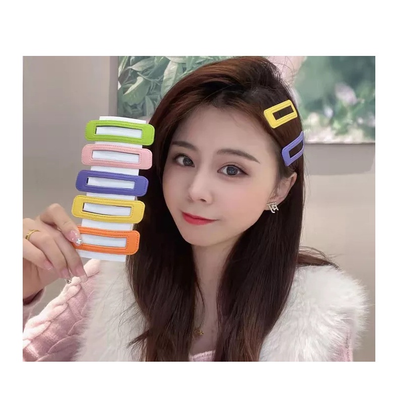 Kẹp Tóc bb Bằng Da Màu Kẹo Kiểu Mới 2022