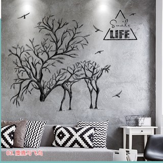 Tranh Dán Tường, Giấy Dán Tường, Tranh Tường, Hươu Sừng Rễ Cây