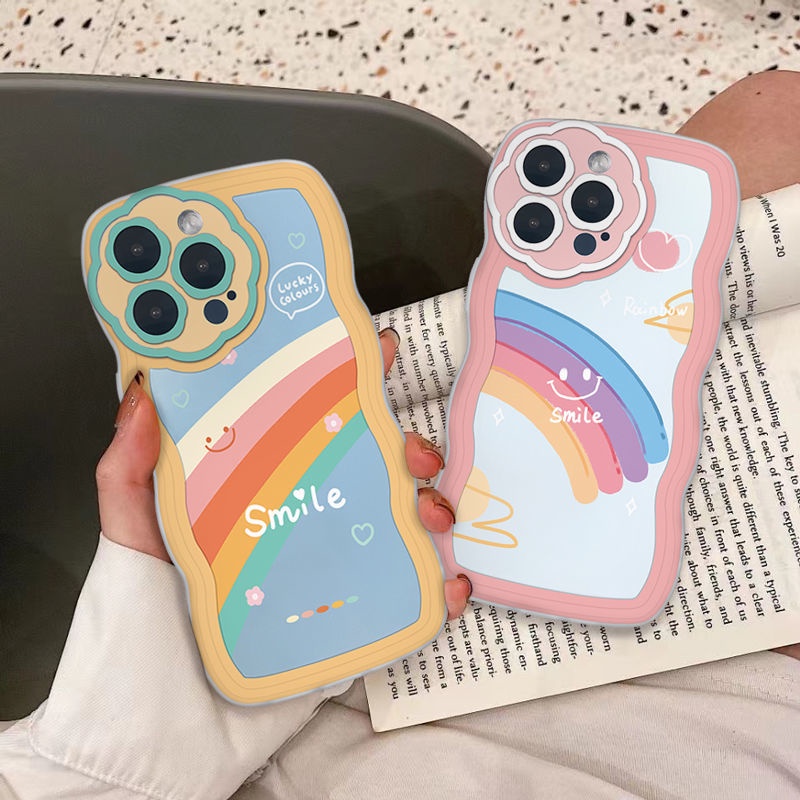 Ốp Điện Thoại In Hình Mặt Cười Cầu Vồng Cho iPhone 12 13 11 Pro Max X Xs Max Xr Asu5