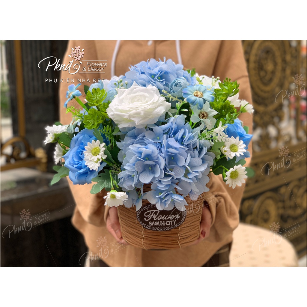 [Mã BMBAU50 giảm 7% đơn 99K] Giỏ Hoa Lụa Vintage To Đẹp Rực Rỡ Sắc Màu PKND FLOWERS &amp; DECOR