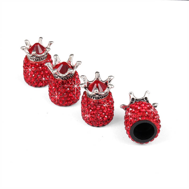 4PCs New Crown Valve Cap Creative Diamond Car Tire Cap Universal Modification Valve Core Cap Cover Female 1Reb