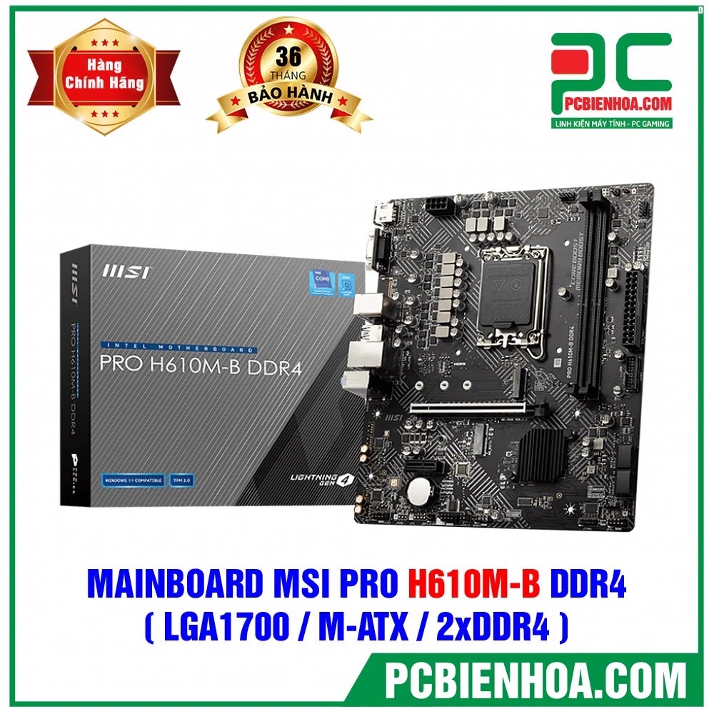 MAINBOARD MSI PRO H610MB DDR4 ( LGA1700 / MATX / 2XDDR4 )