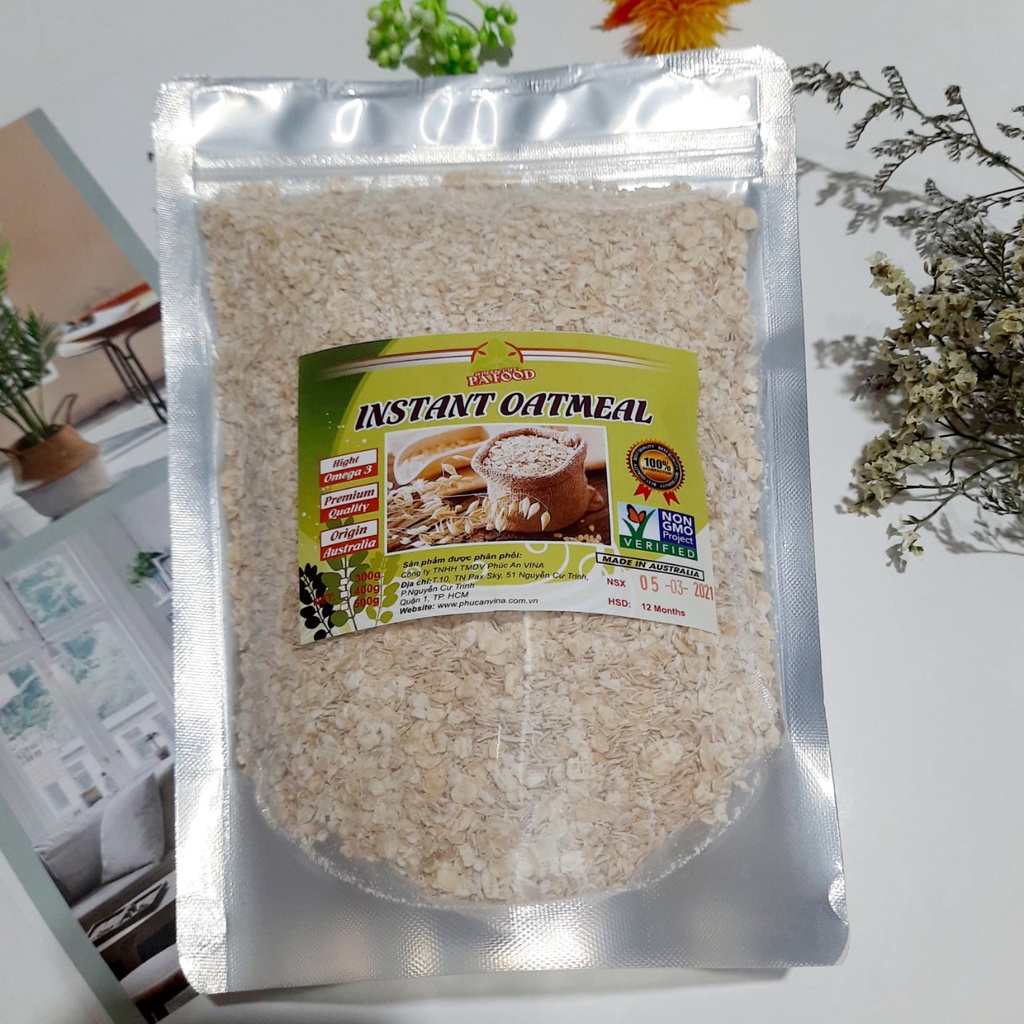 Yến mạch Úc tươi hữu cơ , nguyên chất cán vỡ / cán dẹp ,INSTANT OATMEAL, 1KG