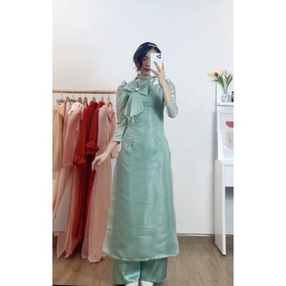 Áo dài xanh mint thiết kế cao cấp