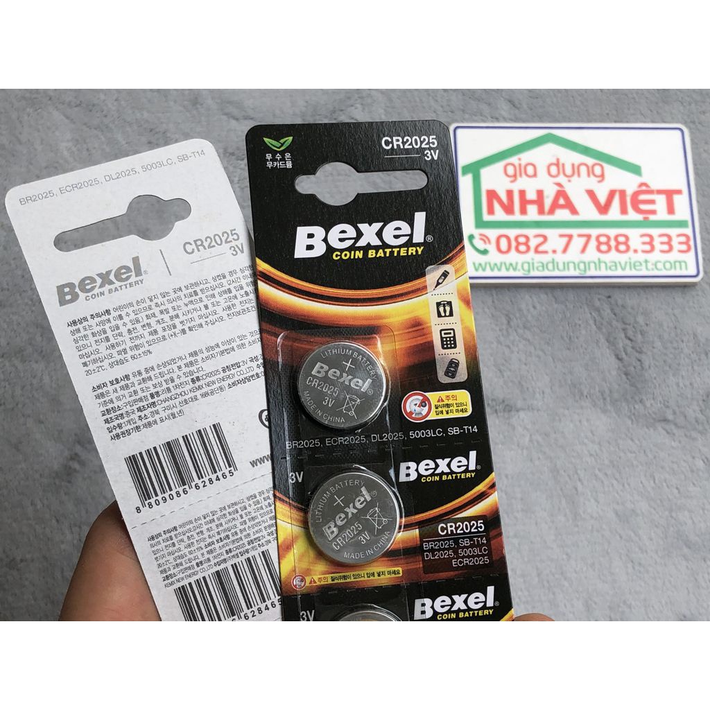 Vỉ 5 pin cúc áo Bexel CR2016 CR2025 CR2032 Lithium coin battery 3V Hàn Quốc