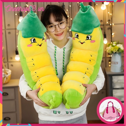 Thú gấu nhồi bông,gối ôm hình sâu lá siêu dễ thương, làm quà tặng cho bé yêu an toàn-Oneshop88.vn