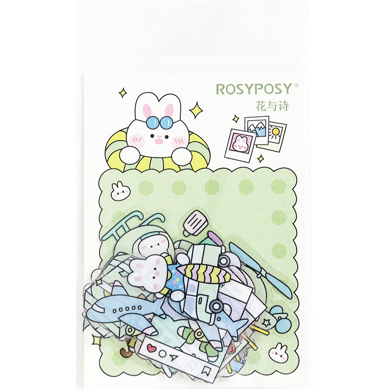 Bộ sticker/ Hình dán Thỏ & Em Bé RosyPosy