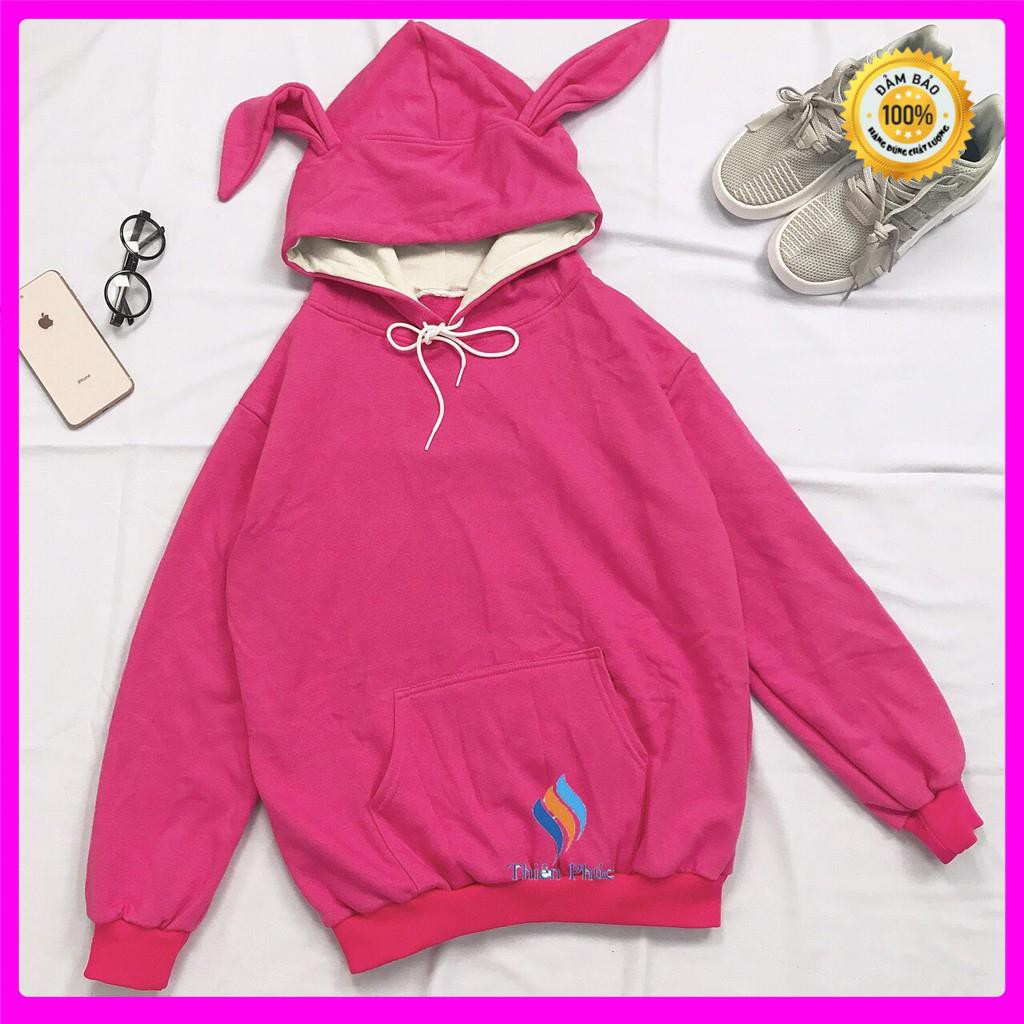 Áo hoodie nỉ ngoại tai thỏ Freesize Dưới 70KG AK52 [ ÁO KHOÁC NỮ _ ÁO KHOÁC NAM ]