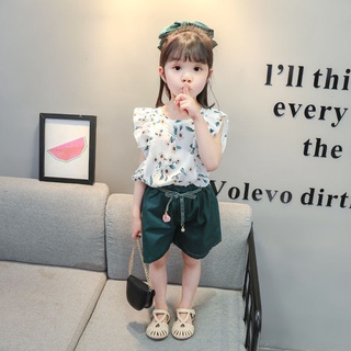 Bộ Áo Sơ Mi Cotton + Quần Short In Hoa Thời Trang Mùa Hè Dành Cho Bé Gái Sơ Sinh 2023