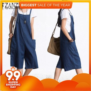 Quần Yếm Jeans Ống Rộng Phong Cách Vintage Thời Trang Cho Nữ