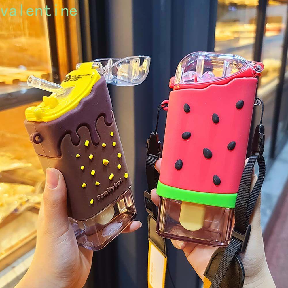 Bình Nước Hình Vuông Chống Rò Rỉ Họa Tiết Bánh Donut AVALENTINE
