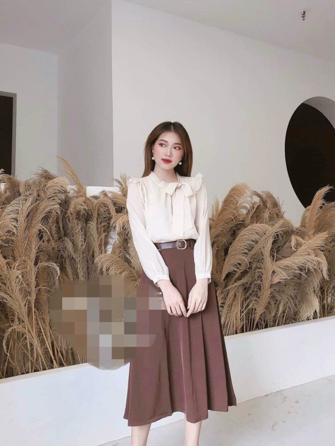 Áo sơ mi voan tiểu thư bèo vai