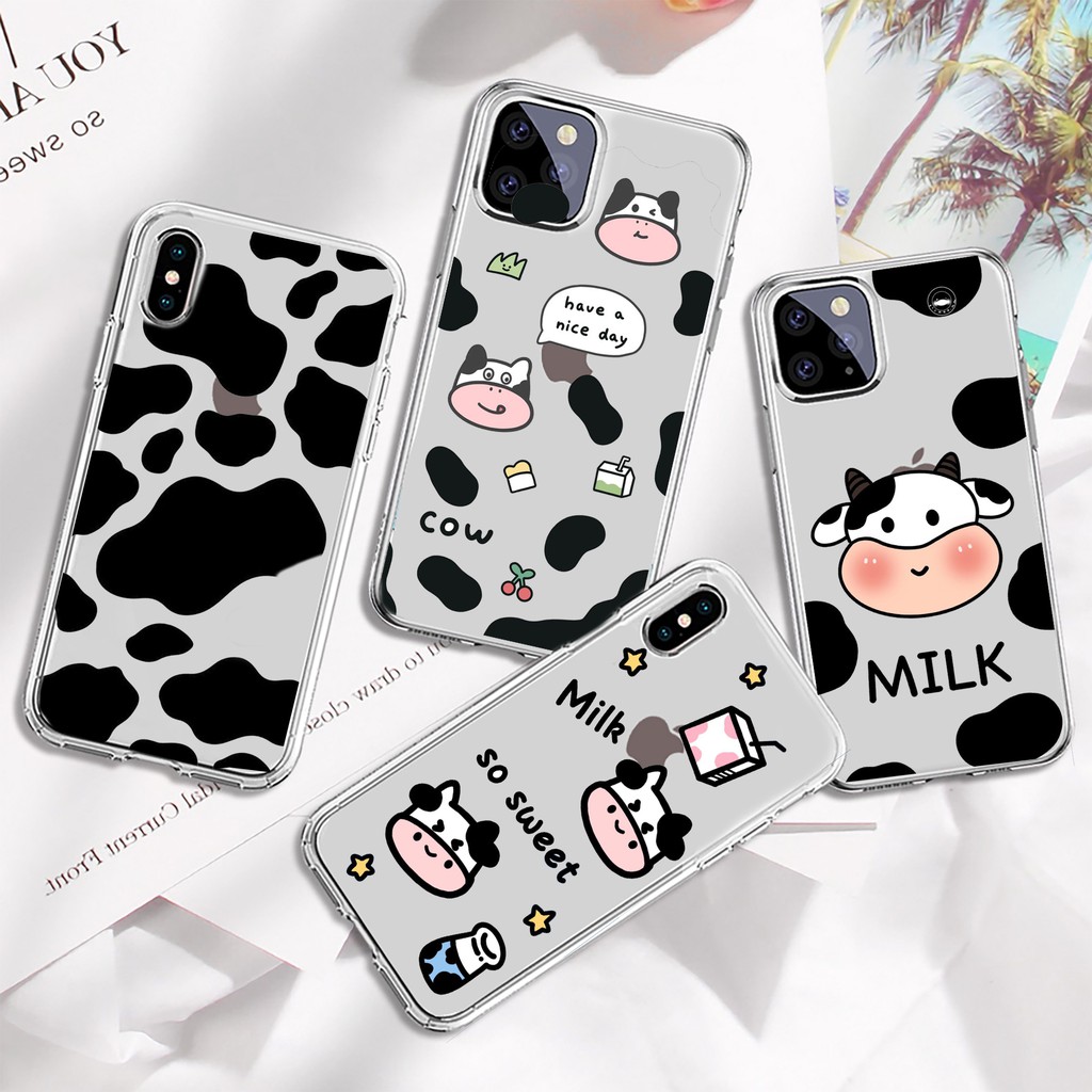 Ốp Lưng Iphone Chất Liệu Silicon Mềm Cao Cấp In Hình Bò Sữa Cute - Ốp Lưng Iphone Silicon Chống Sock In Hình