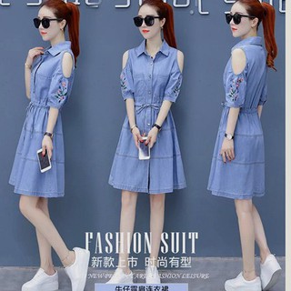 ️ đồ đẹp giá rẻ ️🥇️ đầm jean vai cutout - lv1958dtt022