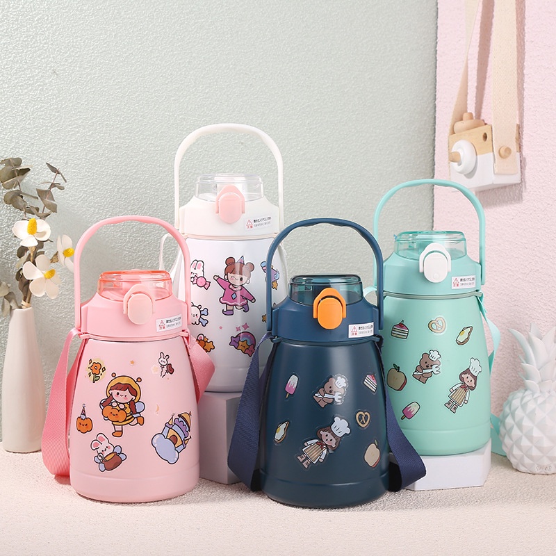 Bình giữ nhiệt cute 800ml có quai và dây xách