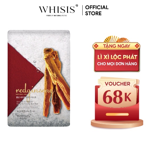 Mặt Nạ Dưỡng Da Hồng Sâm WHISIS Nature Origin Energy Red Ginseng Sheet Mask Làm Chậm Quá Trình Lão Hóa 25ml