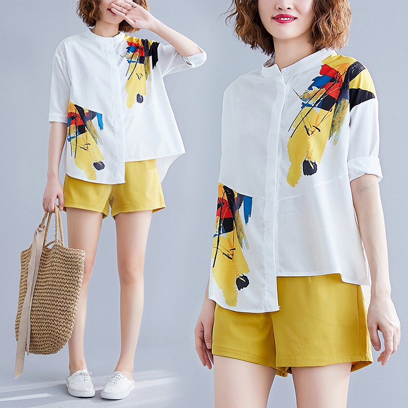 H214 Sét đồ big size áo cổ trụ quần dáng lửng cực xinh