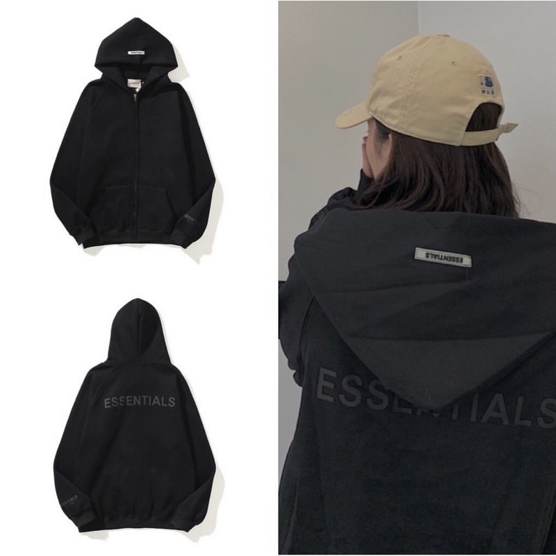 Áo Khoác Hoodie Zip ESSENTIAL Nam Nữ Unisex Dài Tay Có Mũ Khoá Kéo Màu Đen Be Xám Phom Rộng Chất Nỉ Bông Loại Đẹp | BigBuy360 - bigbuy360.vn