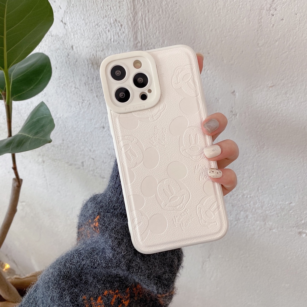 Ốp Điện Thoại Da Dập Nổi Hình Mickey Disney Cho iphone 13 Pro Max i13 13pro 11ProMax i11 iX XS XsMAX 7plus 8plus 12Pro 12 Pro Max