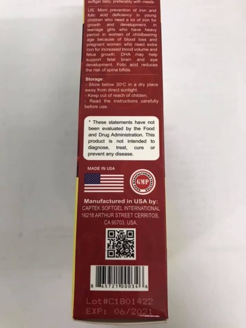 VIÊN SẮT CHO BÀ BẦU US MOM - HÀNG MỸ | Thế Giới Skin Care