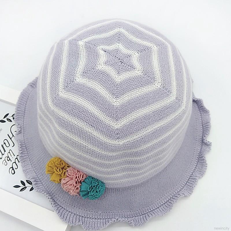 Mũ vành phối hoa dễ thương cho bé gái