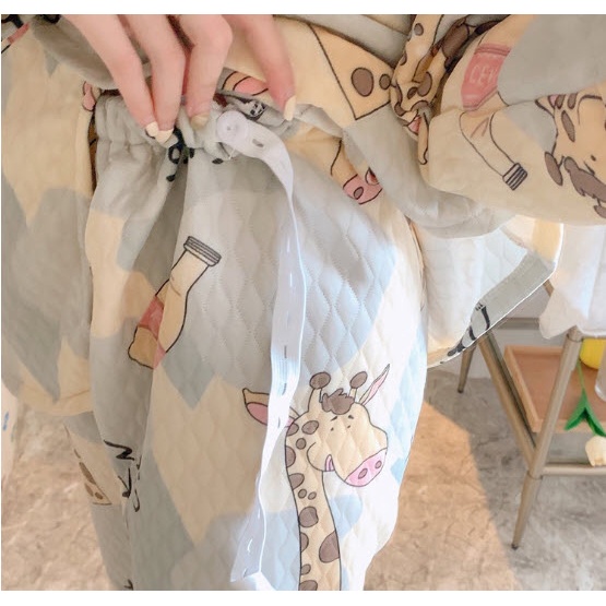 Bộ đồ bầu mặc nhà thu đông đẹp NỈ BÔNG - Quần áo sau sinh và cho con bú ti cho mẹ dài tay, Pijama ngủ giá rẻ Bigsize