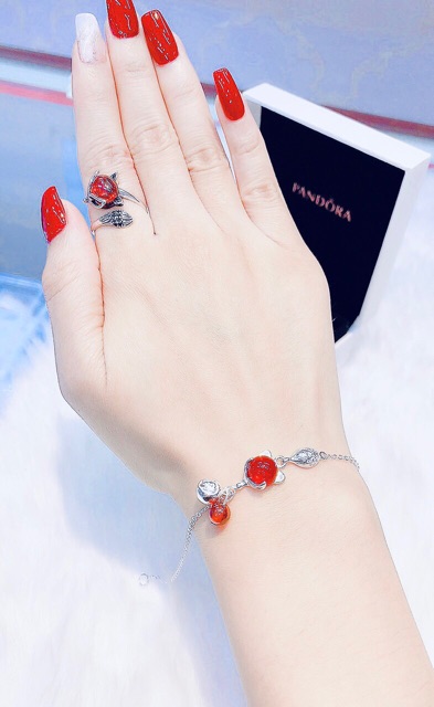 Lắc tay dây mềm hồ ly nhiều màu bạc thật