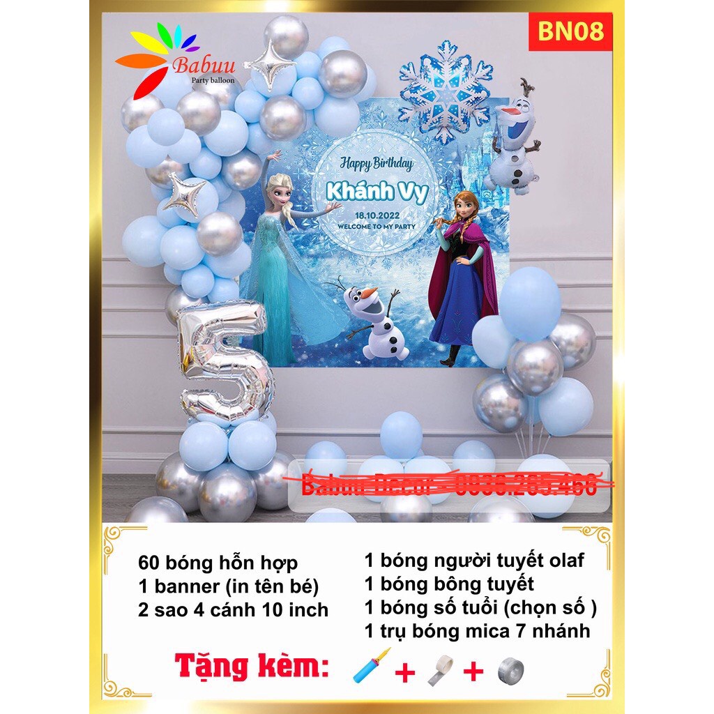 Sét trang trí sinh nhật,thôi nôi,đầy tháng bé gái ,sét sinh nhật ELSA,TUỔI TRÂU,CÔNG CHÚA BALE,sét KITTY