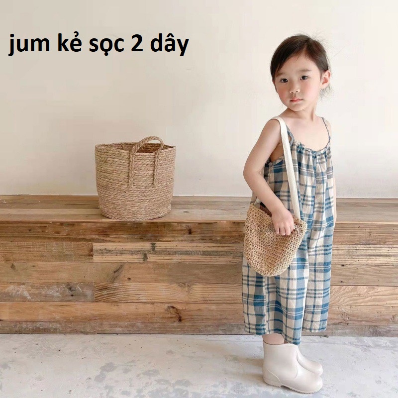 Bộ Jum áo liền quần bé gái chấm bi sắc mầu XHN840
