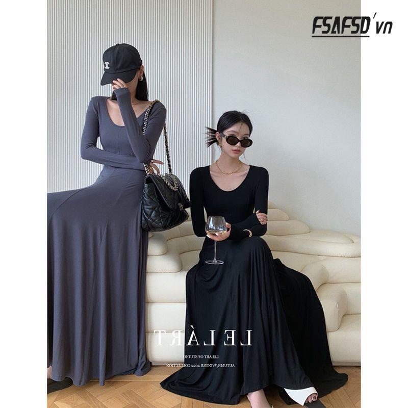 Đầm Nữ Tay Dài Nhấn Eo Phong Cách Thời Trang Pháp