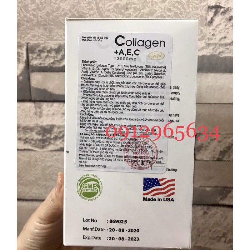 Collagen + A E C 12000mg Ahlozen Gold,  hàng nhập khẩu Mỹ chính hãng, làm chậm quá trình lão hóa, đẹp da, chống nhăn.. | BigBuy360 - bigbuy360.vn