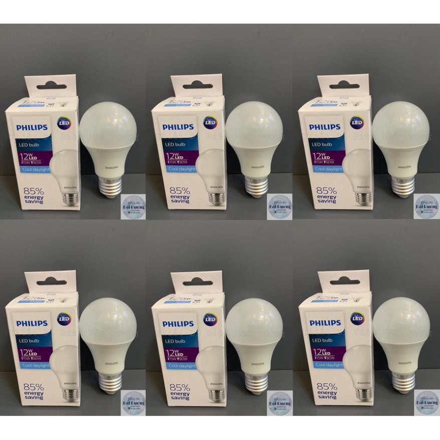 Bộ 6 Bóng đèn LED Bulb 7w/10w/12w E27 Philips HV 1PF/20 GMGC (Trắng/Vàng)