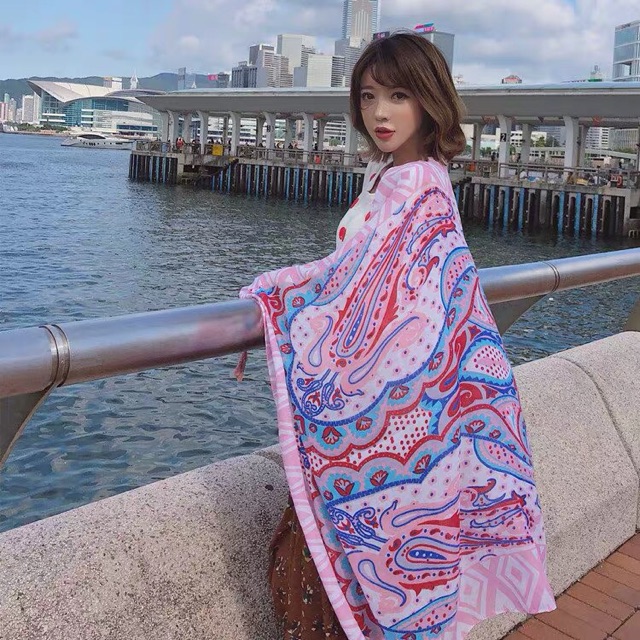 Khăn choàng boho in hoạ tiết thổ cẩm du lịch biển - Maben