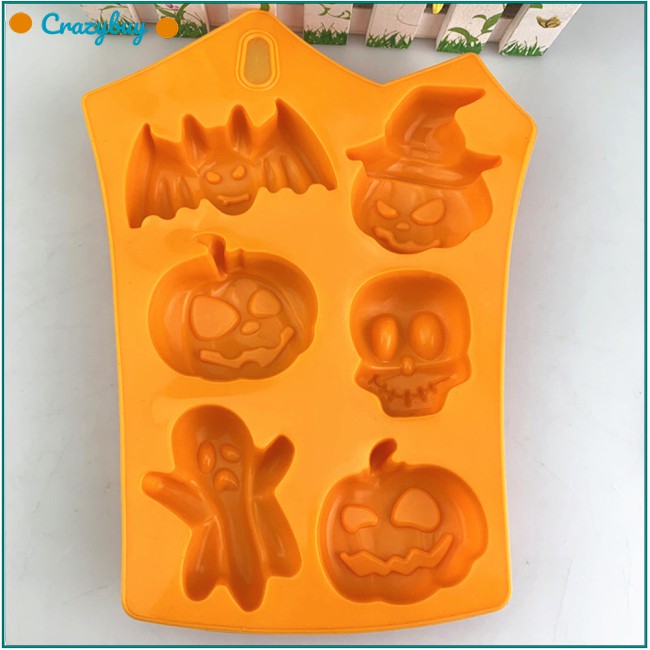 (Shop Crazy) Khuôn Silicone Làm Bánh Kẹo 6 Ô Hình Halloween