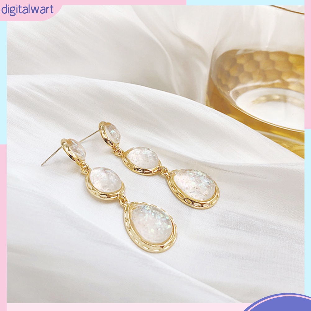 Đôi Khuyên Tai Dáng Dài Hình Giọt Nước Đính Đá Thời Trang Cho Nữ