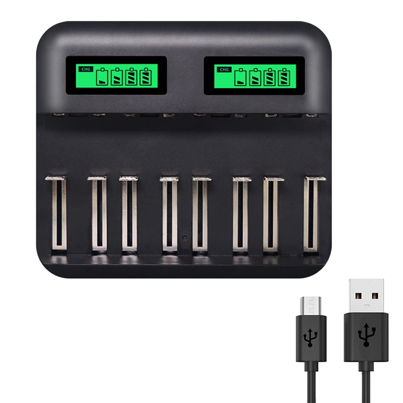 8 Slots Lcd Display Usb Smart Battery Charger For Aa Aaa Sc C D Size