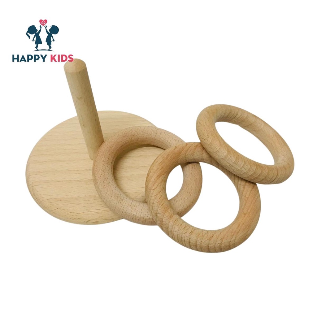 Xâu đứng với vòng tròn lớn - giáo cụ montessori - đồ chơi sơ sinh trẻ em bằng gỗ, phát triển kỹ năng phối hợp tay mắt