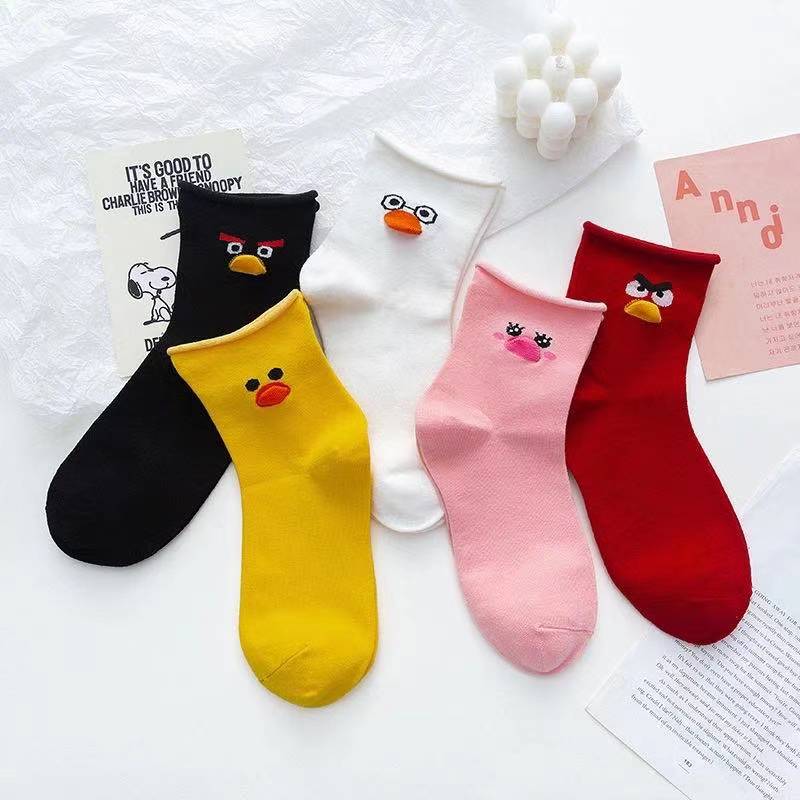 Tất cotton thể thao thoáng khí hình hoạt hình angry birds xinh xắn cho nữ