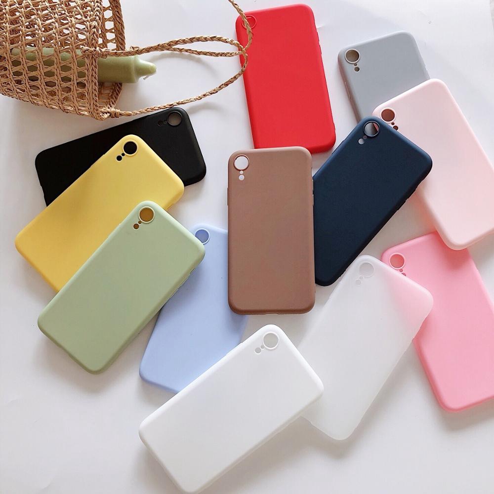 Ốp điện thoại mềm nhám siêu mỏng màu sắc ngọt ngào cho iPhone 6s 6Plus 7Plus 8Plus