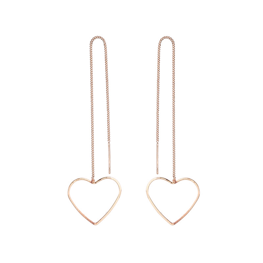 XIJING-COD Fashion Woman Simple Gold Geometric Heart Triangle Pendant Long Chain Earring Jewelry