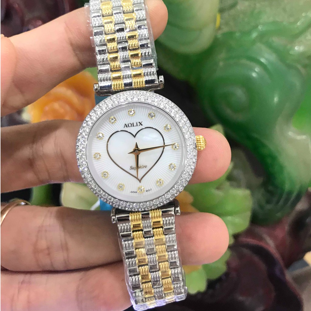 Đồng hồ nữ AOLIX 1020L dây demi full hộp chính hãng, kính Sapphire chống xước chống nước tốt