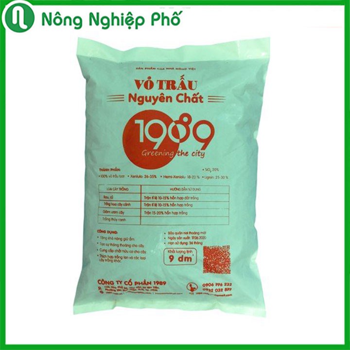 Giá thể trấu sống trộn đất trồng cây, hoa kiểng - Túi 9dm3 ~ 1.3kg