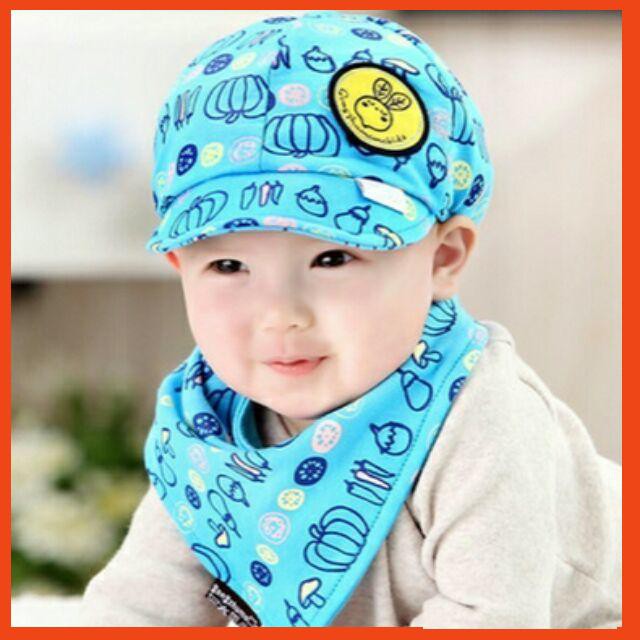 [siêu sale] Set mũ kèm khăn yếm siêu kute cho baby dưới 3 tuổi