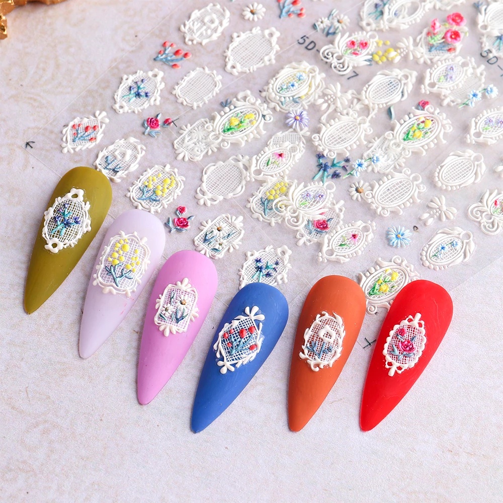 1 Miếng Dán Trang Trí Móng Tay 5D Hình Hoa Hồng