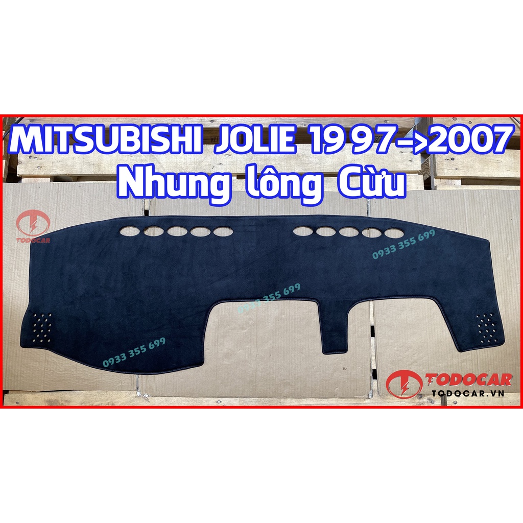 Thảm Taplo MITSUBISHI JOLIE bằng Nhung lông Cừu, Da vân Carbon, Da vân Gỗ 1997 98 99 2000 01 02 2003 2004 2005 2006 2007